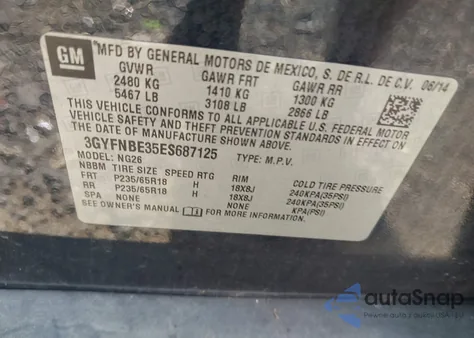 2014 Cadillac Srx Luxury Collection from USA, damaged, VIN 3GYFNBE35ES687125